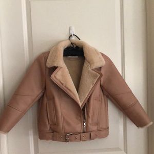 Zara girls pink moto jacket.